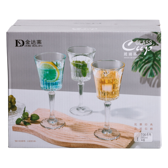 Yiwu Набір келихів для вина на високій ніжці 6 шт 295 мл скляні HP-19-127 Киев