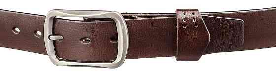 Мужской кожаный ремень с закругленной классической пряжкой Vintage 20230 Коричневый Киев