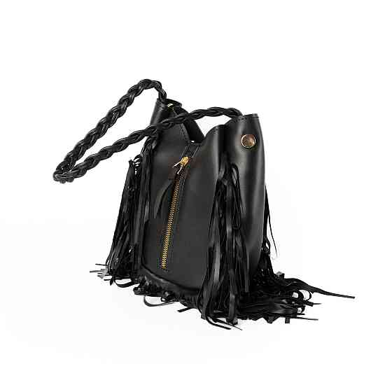 Сумка женская стильная с бахрамой из качественной искусственной кожи, Черный Каменец-Подольский