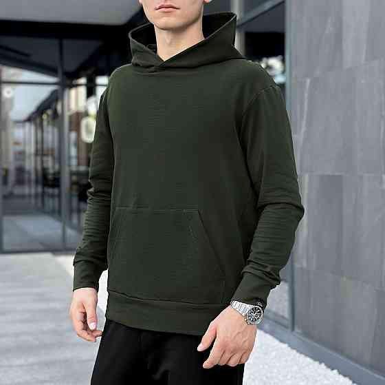 Чоловіче демісезонне худі з капюшоном хакі Pobedov 001 Київ