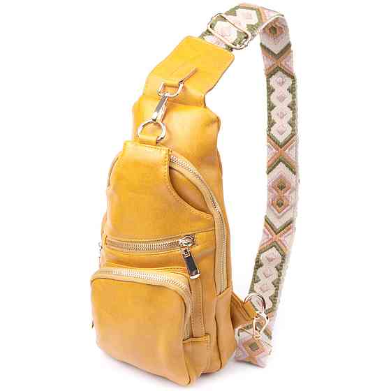 Яркая женская слинг сумка через плечо из экокожи Vintage 22753 Желтый Киев