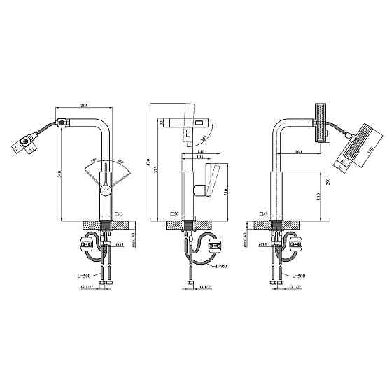 Змішувач для кухні з висувним виливом Kroner KRP Edelstahl Klassisch - ESG03918 сатин Київ