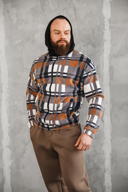 Сорочка чоловіча з капюшоном Коричнево-синій L Харків - фото 3