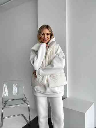 Жіноча тепла жилетка на блискавці без капюшона плащівка на синтепоні Молочний, 46/48 Одеса
