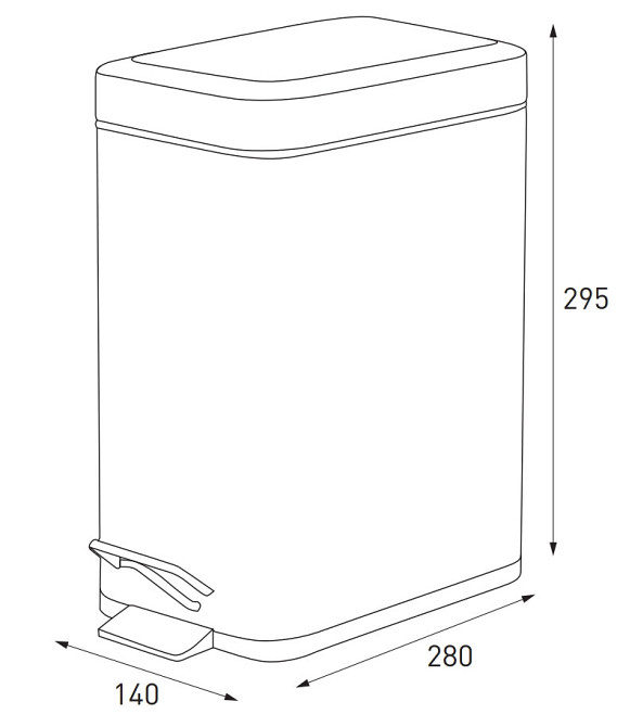 Відро для сміття з плавним закриванням прямокутне Zerix Sansa-TC0105 Black 5 л колір чорний нерж. сталь (ZX5894) Чернівці - фото 4
