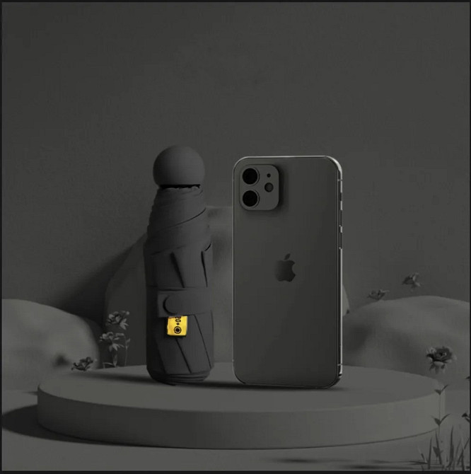 Зонт механический.Зонт карманный от дождя и солнца.Мини-зонт в футляре на 8 спиц в чехле цвет черный Каменец-Подольский - изображение 3