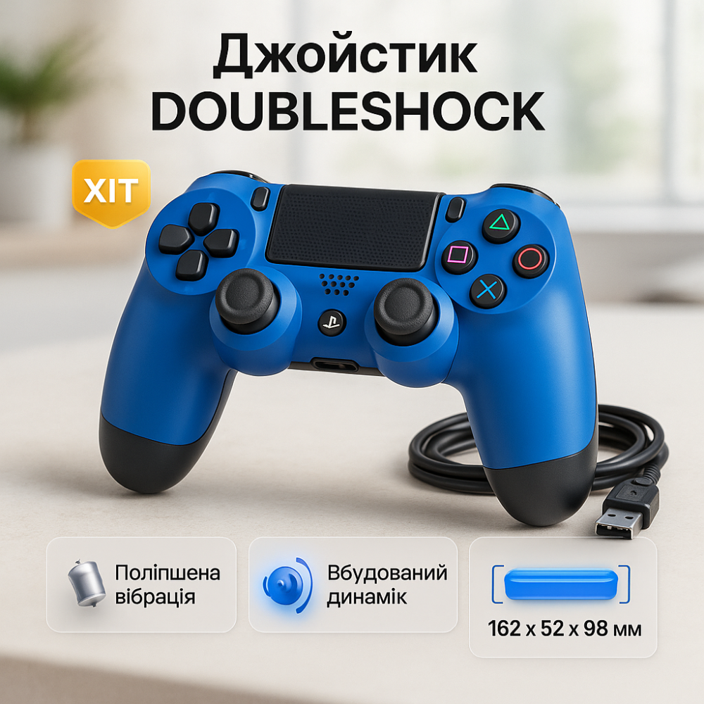 Джойстик DOUBLESHOCK для PS 4, бездротовий ігровий геймпад PS4/PC акумуляторний джойстик. Колір синій QW-30 Київ - фото 19