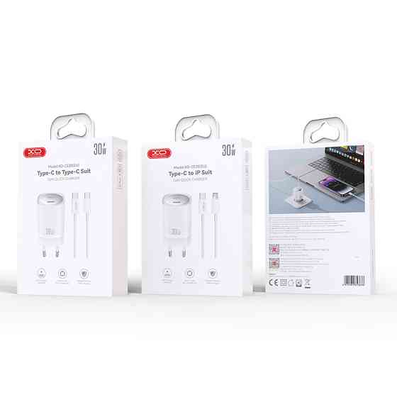 Мережевий зарядний пристрій XO CE20 PD30W/PPS33W 1USB-C + Lightning кабель білий Львів
