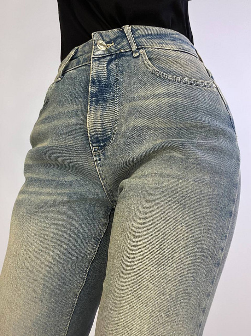 Джинси жіночі Zeo Basic 4679 кльош від коліна висока посадка стрейчеві вінтажні блакитні, блакитний, 34, 34, 74 см, 103 см Київ - фото 3