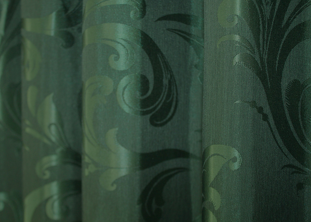 Шторна тканина жаккард, колекція "Лілія" колір зелений 1565ш Київ - фото 2