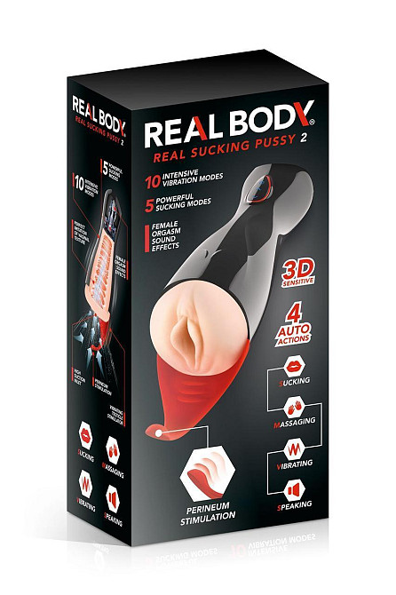 Преміум-вібромастурбатор Real Body - Real Sucking Pussy 2, всмоктування, звук, стимуляція промежини Sex Aura Київ - фото 7