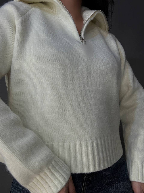 Светр жіночий A-N 1780 з коміром на блискавці оверсайз one size, молочний, one size Київ - фото 16