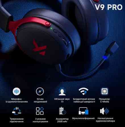 MCHOSE V9 Pro — Беспроводные игровые наушники igровые наушники черные. Харьков