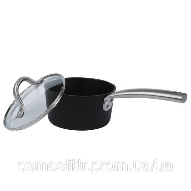 Сотейник Axentia Blackline Ø 16 см аллюминий с стеклянной крышкой тефлон ручка нерж Н 8.5 см 1.5 л (135657) Киев - изображение 2