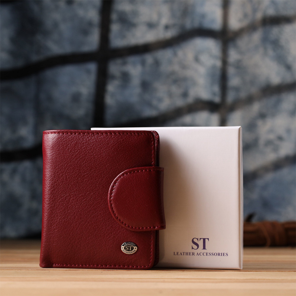Жіночий гаманець вертикального формату з натуральної шкіри ST Leather 23071 Бордовий Київ - фото 10