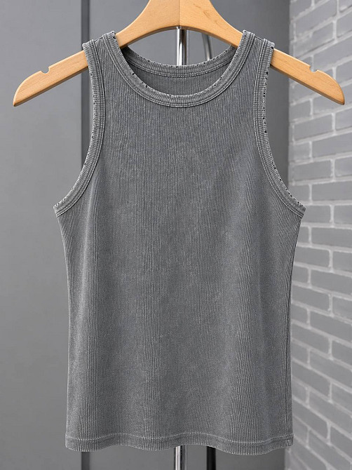 Майка женская YI FANG 501-2733 вареная в рубчик one size, серый, one size Киев - изображение 17