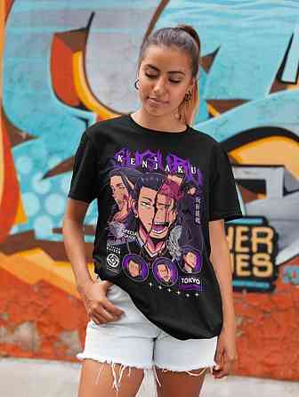 Футболка чоловіча з аніме принтом Магічна битва оверсайз (S/M/L) Чорний AnimeJ1191 Дніпро