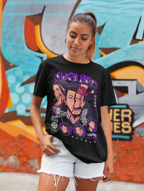 Футболка чоловіча з аніме принтом Магічна битва оверсайз (S/M/L) Чорний AnimeJ1191 Дніпро - фото 4