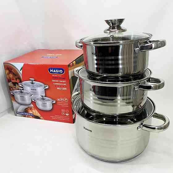 Набор кастрюль для дома с антипригарным покрытием MAGIO MG-1200 6 шт, Кастрюли с прозрачными крышками NZ-67 Ивано-Франковск