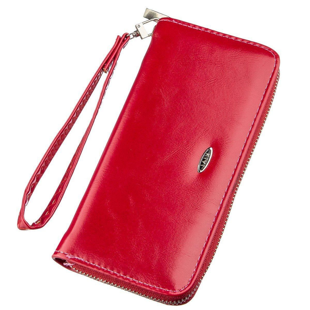 Гаманець жіночий на одну блискавку з екокожі гладкий Рожевий (KIVI) Київ - фото 5