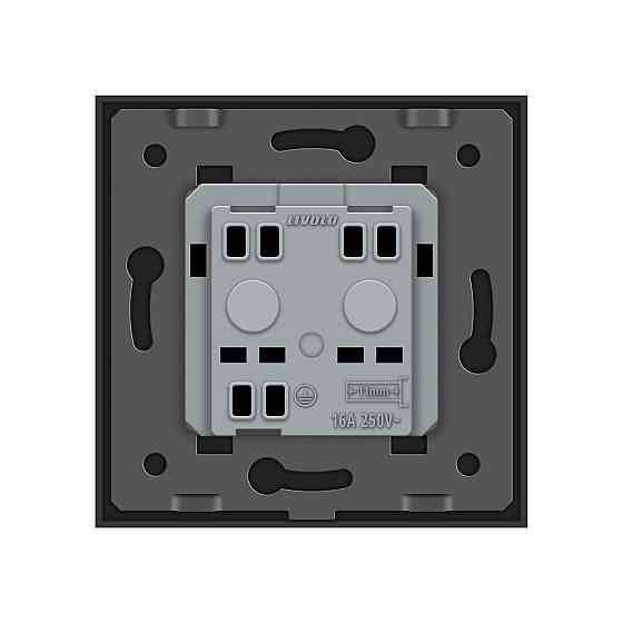 LIVOLO Електрична розетка вологозахисна з кришкою IP44 з заземленням, LIVOLO, чорна, скляна мат Коломыя