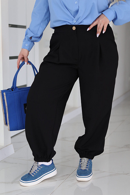 Жіночі широкі штани джогери "Flavio" Норма та батал Чорний, 50-52 Київ - фото 1