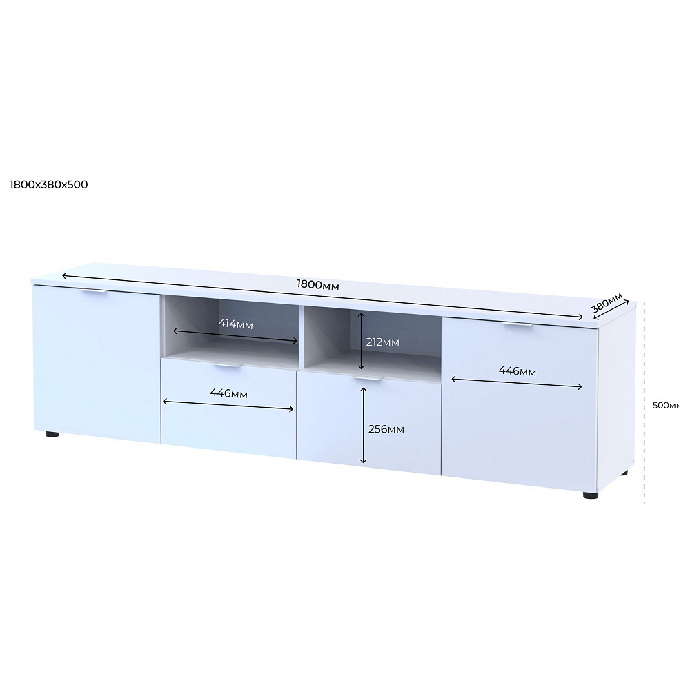 Тумба під ТВ Doros Рон 4 180х38х50 см Білий (DRS-011298) Дніпро - фото 2