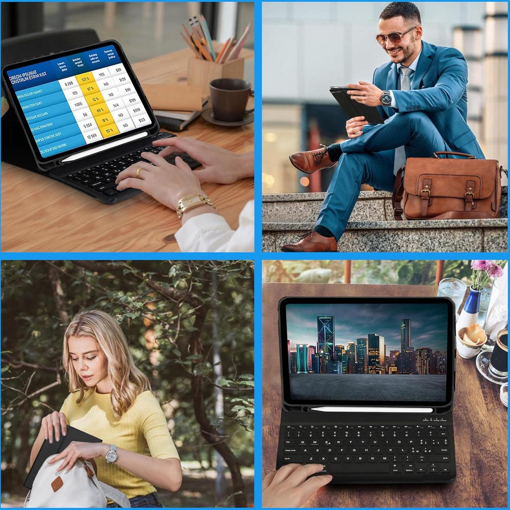 Чехол-клавиатура для iPad Air A2902/A2903/A2904 11 дюймов черный съемная Bluetooth клавиатура защитный кейс Киев - изображение 5