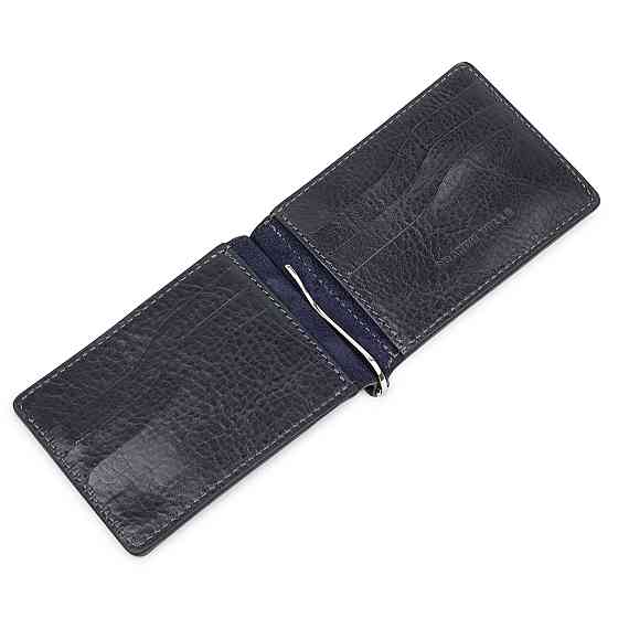 Мужской зажим для денег с монетницей GRANDE PELLE 11548 Черный Киев