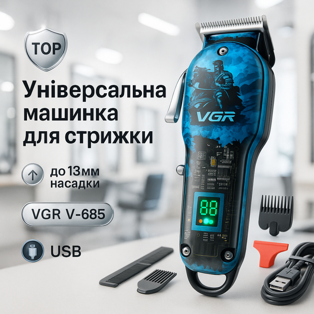 Професійна машинка для стрижки голови, Професійний тример з насадками, Перукарські машинки професійні UG-38 Львів - фото 4