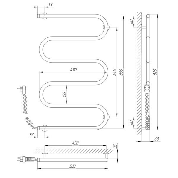 Электрический полотенцесушитель Laris Змеевик РС5 500Х800 Э левое подкл. Киев - изображение 6