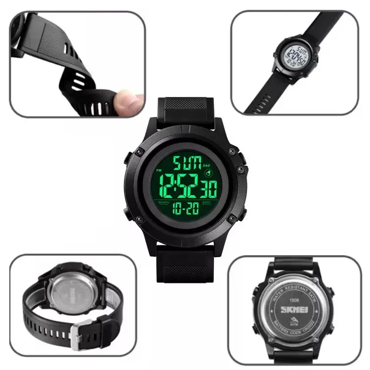 Мужские спортивные часы Skmei 1508 (Черные с белым) Винница - изображение 6
