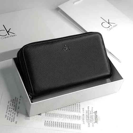 Кожаный брендовый кошелек клатч на два отделения Ck (6614) Киев