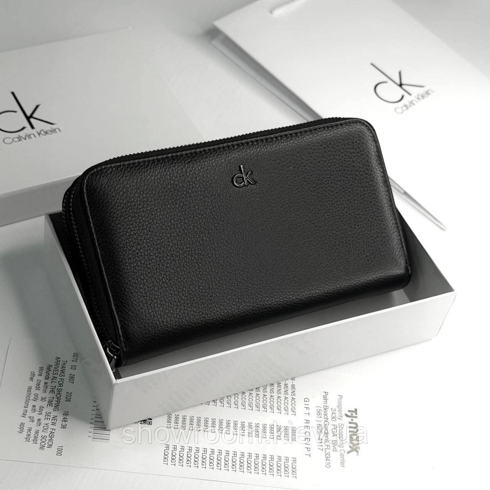 Кожаный брендовый кошелек клатч на два отделения Ck (6614) Киев - изображение 4