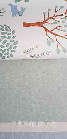 Шпалери флізелінові еко Rasch Kids World II 0.53х10 дитячі дерева звірі птиці на білому Київ