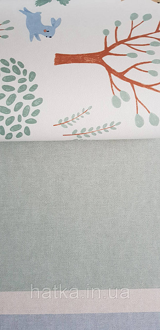 Шпалери флізелінові еко Rasch Kids World II 0.53х10 дитячі дерева звірі птиці на білому Київ - фото 3
