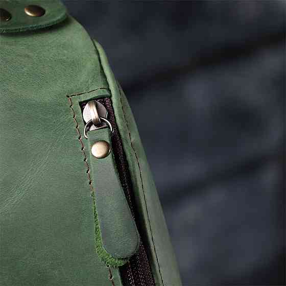 Вместительная бананка для мужчин из натуральной винтажной кожи Shvigel 23133 Зеленый Киев