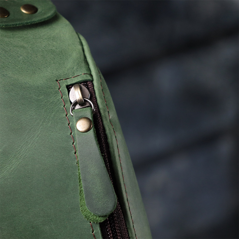 Вместительная бананка для мужчин из натуральной винтажной кожи Shvigel 23133 Зеленый Киев - изображение 1