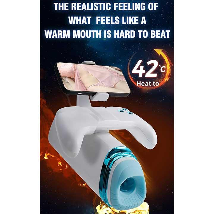 Автоматичний мастурбатор Warrior M-100 PRO з поступальними рухами, вібрацією, підігрівом та тримачем для телефону Вінниця - фото 9