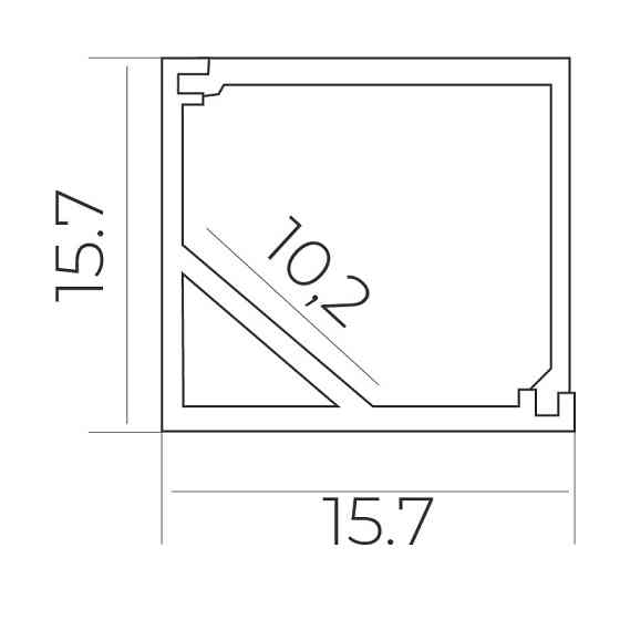 Комплект алюмінієвого профілю та матового розсіювача 2 м 15,7*15,7 мм, накладний, срібний Дніпро