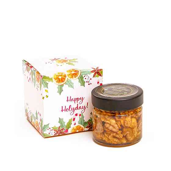 Недорогой маленький подарок в индивидуальной коробочке орехи с медом 130 г Одесса