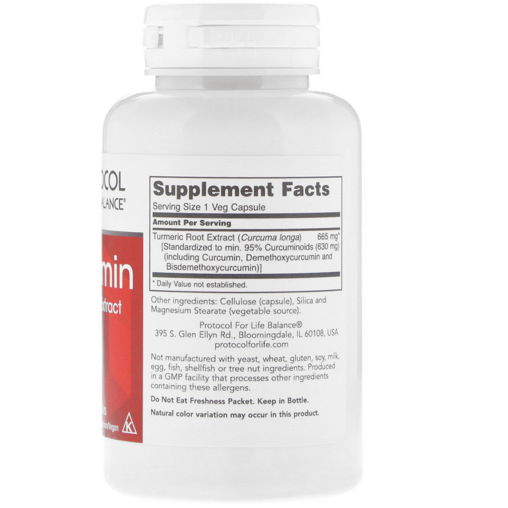 Куркумін (екстракт кореня куркуми) Protocol for Life Balance Curcumin Turmeric 665 мг 60 капс Київ - фото 2