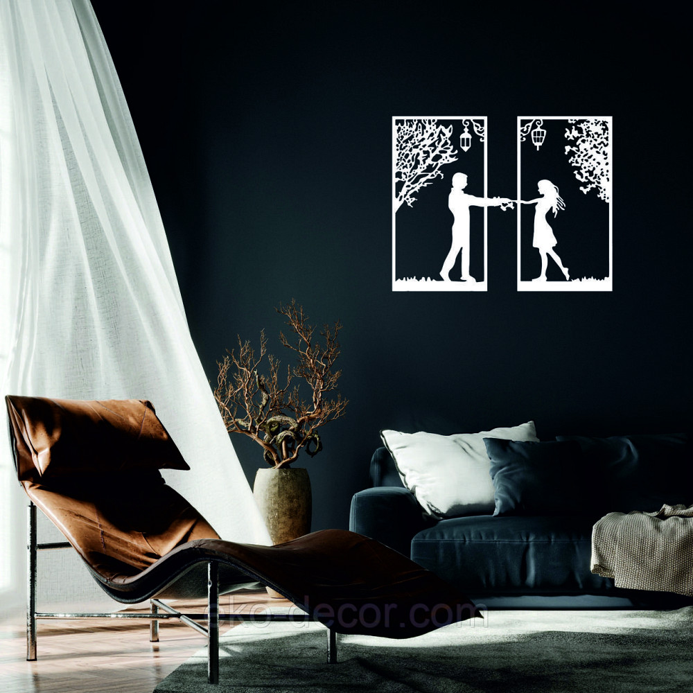 Декоративное настенное Панно «Девушка и парень» Декор на стену 70*55 см, Белый Киев - изображение 1