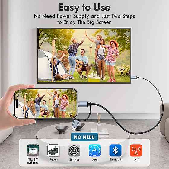 Кабель перехідник 2-в-1 Lightning / Type-C - HDMI 2м Луцк