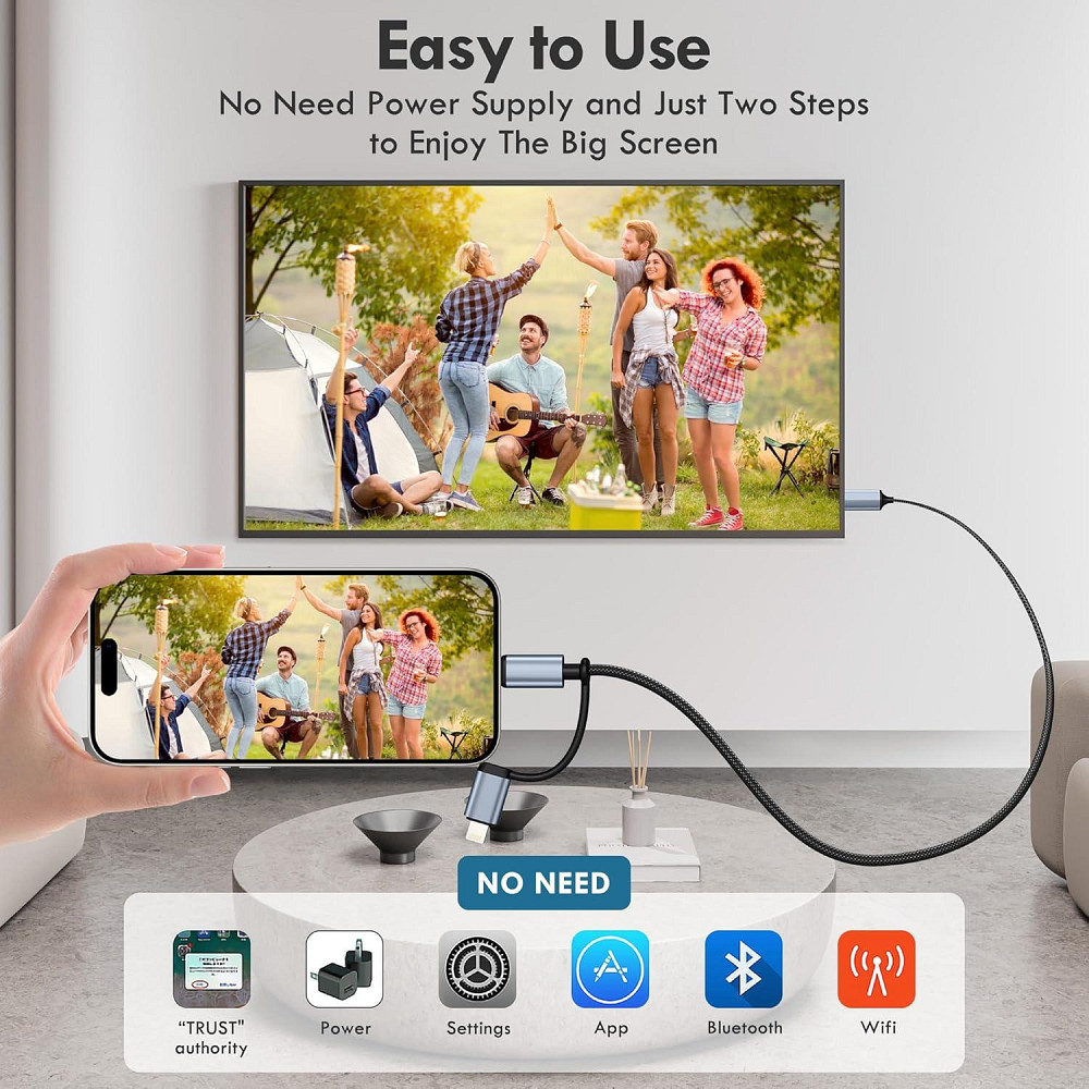 Кабель перехідник 2-в-1 Lightning / Type-C - HDMI 2м Луцьк - фото 3