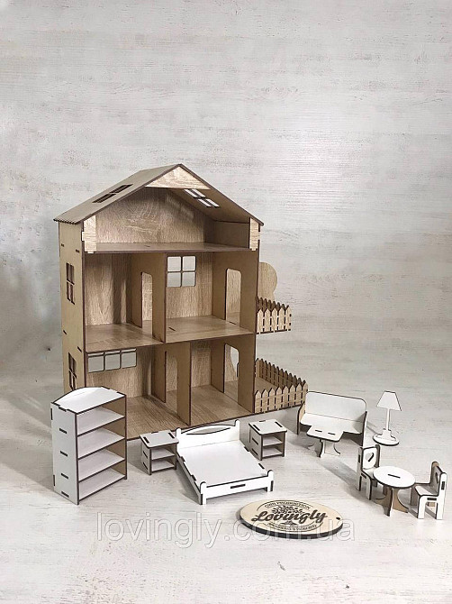 Ігровий ляльковий будиночок 37 см з набором меблів 10 одиниць Ірпінь - фото 1