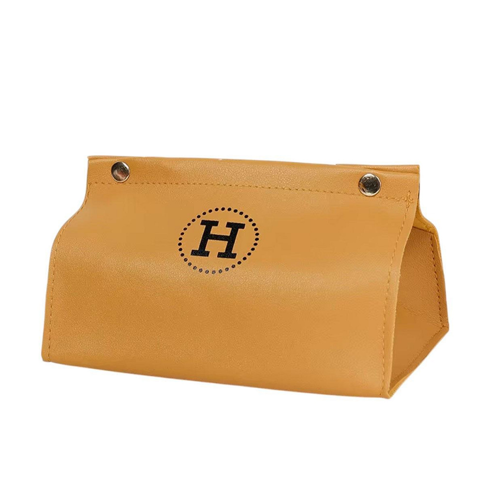 Серветниця з еко шкіри 20×7.5×11.5 см для серветок на кнопках Жовтий HP-3-213Y Коломия - фото 1