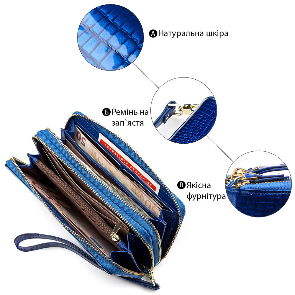 Кошелек женский ST Leather 18447 (S5001A) на молнии Синий Киев - изображение 4