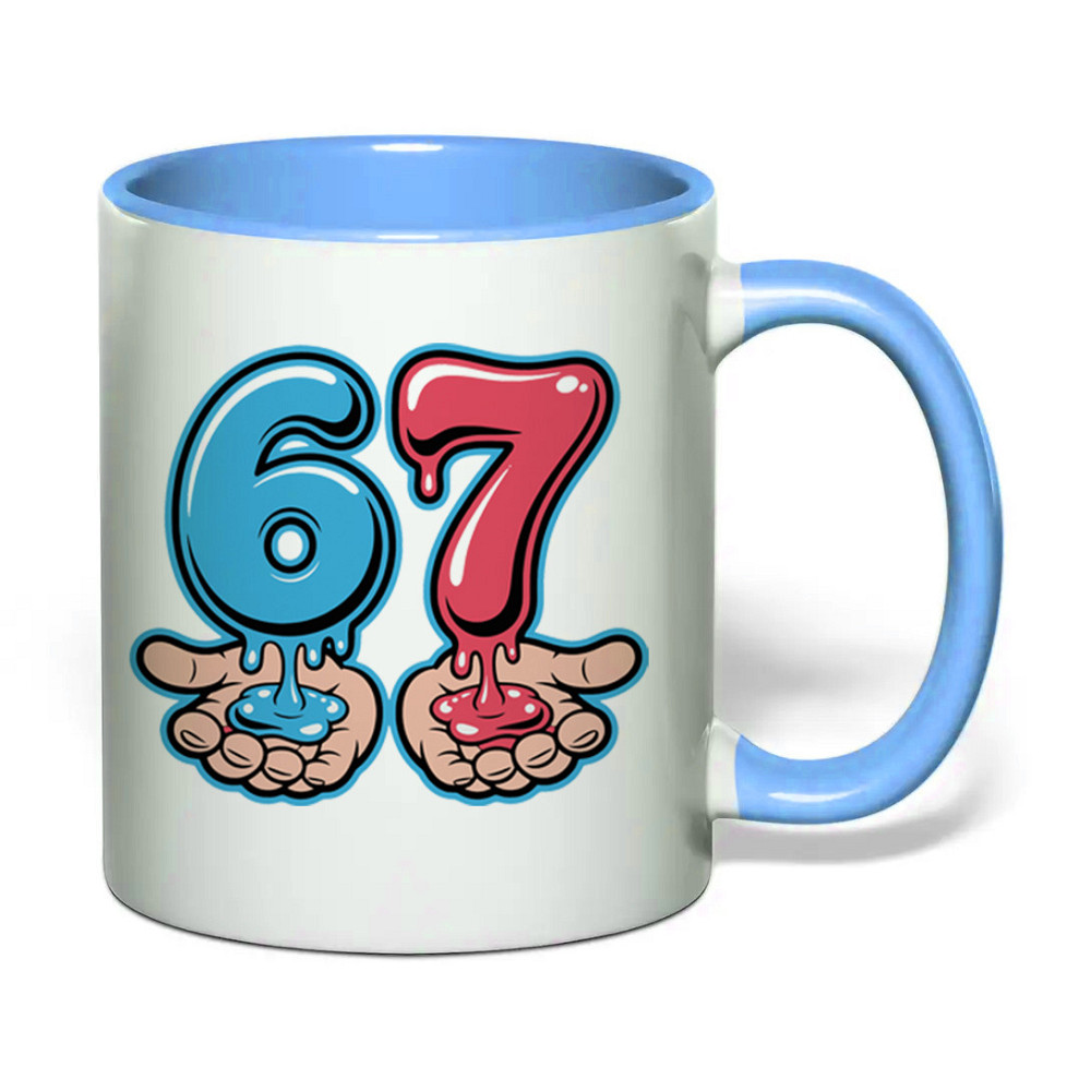 Кухоль МЕМ з відомим текстом "67" | Керамічний 330 мл Блакитна Одеса - фото 1