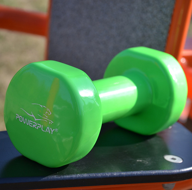 Гантель вінілова PowerPlay 4125 Achilles 3 кг. Зелена (1шт.) Каменское - изображение 7